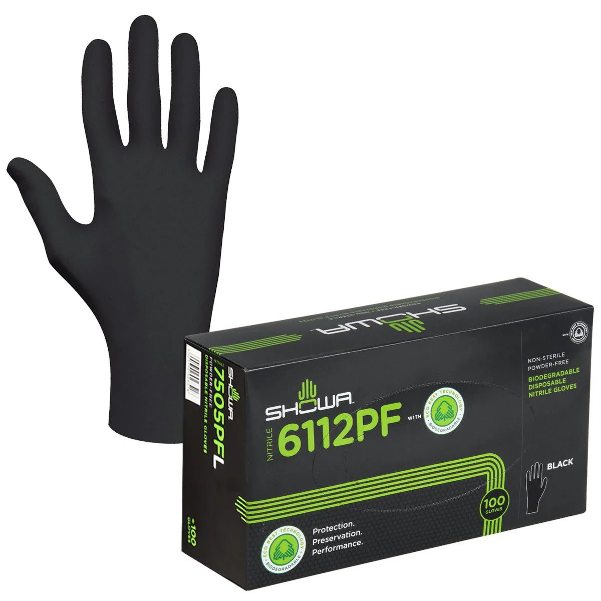 Gants biodégradables Showa sans poudre (boîte de 100)