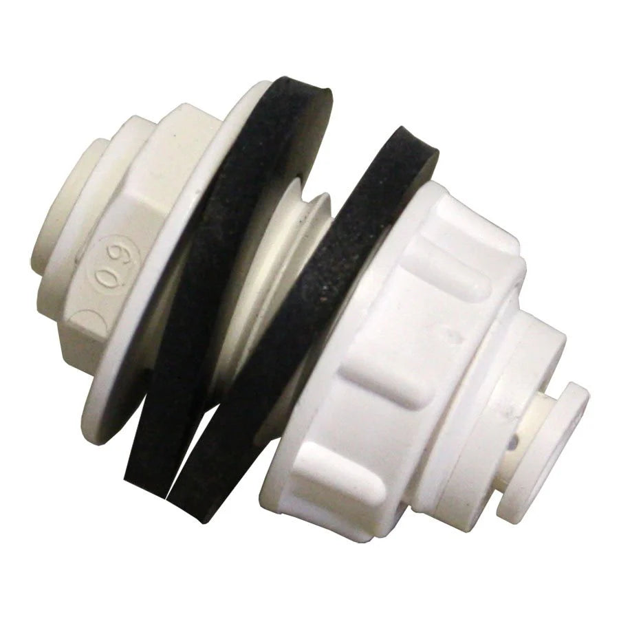 Raccord de cloison Hydrofogger 1/4'' + 2 rondelles blanches (1)